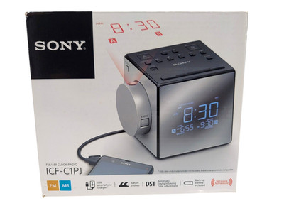 ICF-C1PJ Sony Clock Radio AM/FM Dual Alarms Time Projection, New Open Box