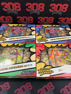 4~Pokémon Mega Evolution Ascended Heroes ex Box Mega Feraligatr Meganium Emboar