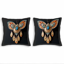 Set of 2 Decorative Throw Pillow Covers 18x18in - Vibrant Butterfly Design