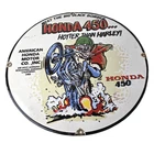 Vintage Honda Hot Rod Sign - Motorcycle Biker Rat Fink Gas Pump Porcelain Sign