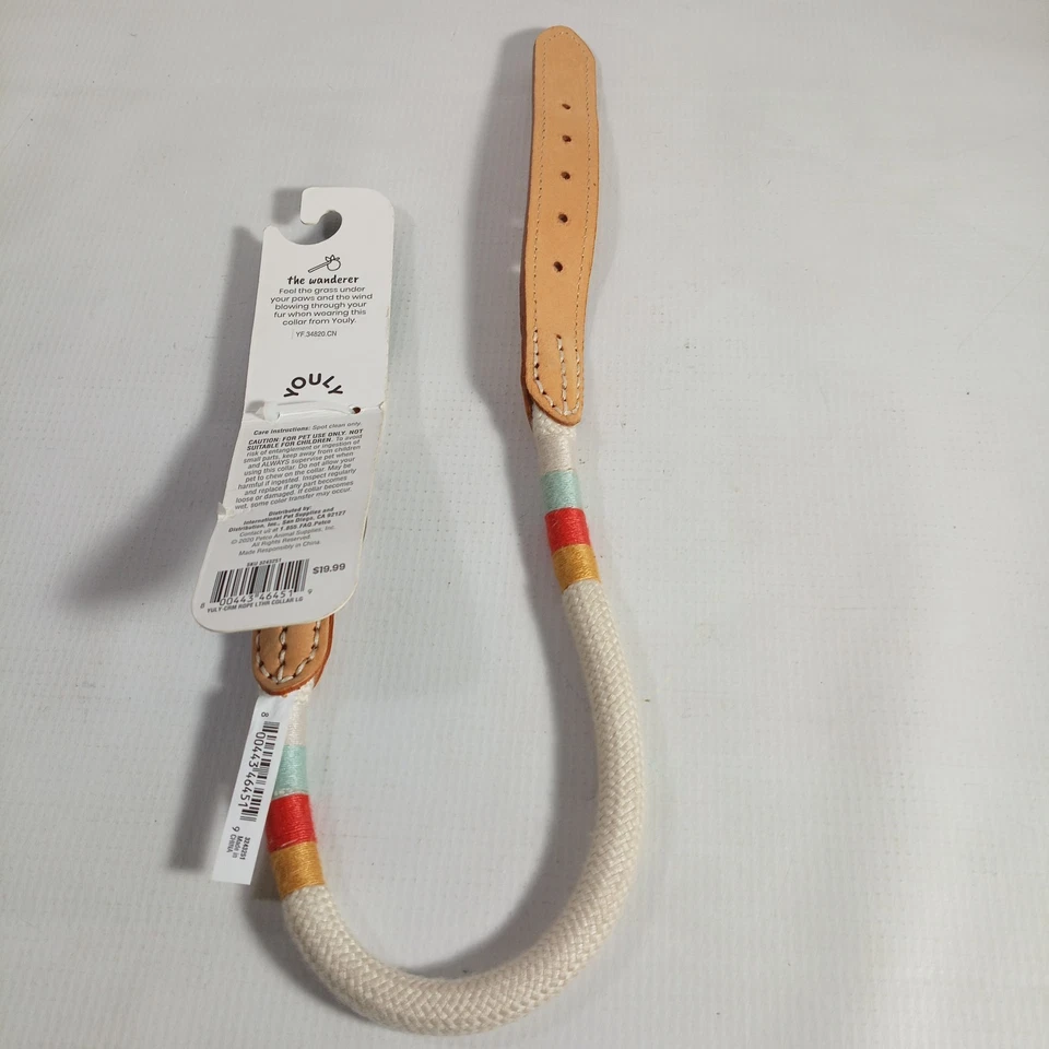 YOULY The Wanderer Beige Leather Rope Durable Dog Collar Large - Image 4 of 4