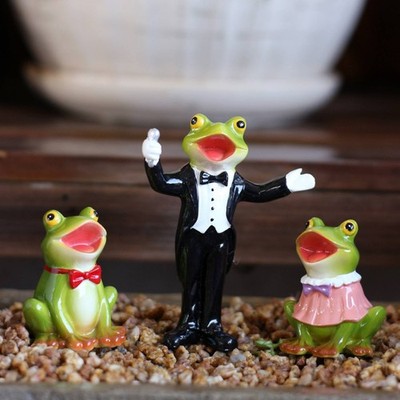 3 Stück Frosch Chor Statue handbemalt singend Frosch Figur Set für Blume