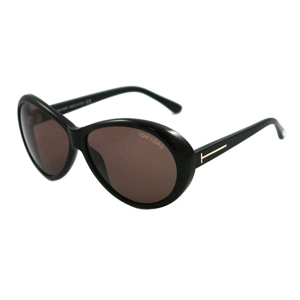 Tom Ford Geraldine TF0202 01J Sunglasses Black Oval Frame, Brown Lenses Tom Ford Edward-02 Sunglasses FT1002 01J Shiny Black - eye  main image 3