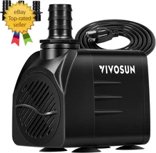 VIVOSUN 660GPH Submersible Water Pump, 2500L/H 35W Aquarium Pump, Ultra Quiet Fo