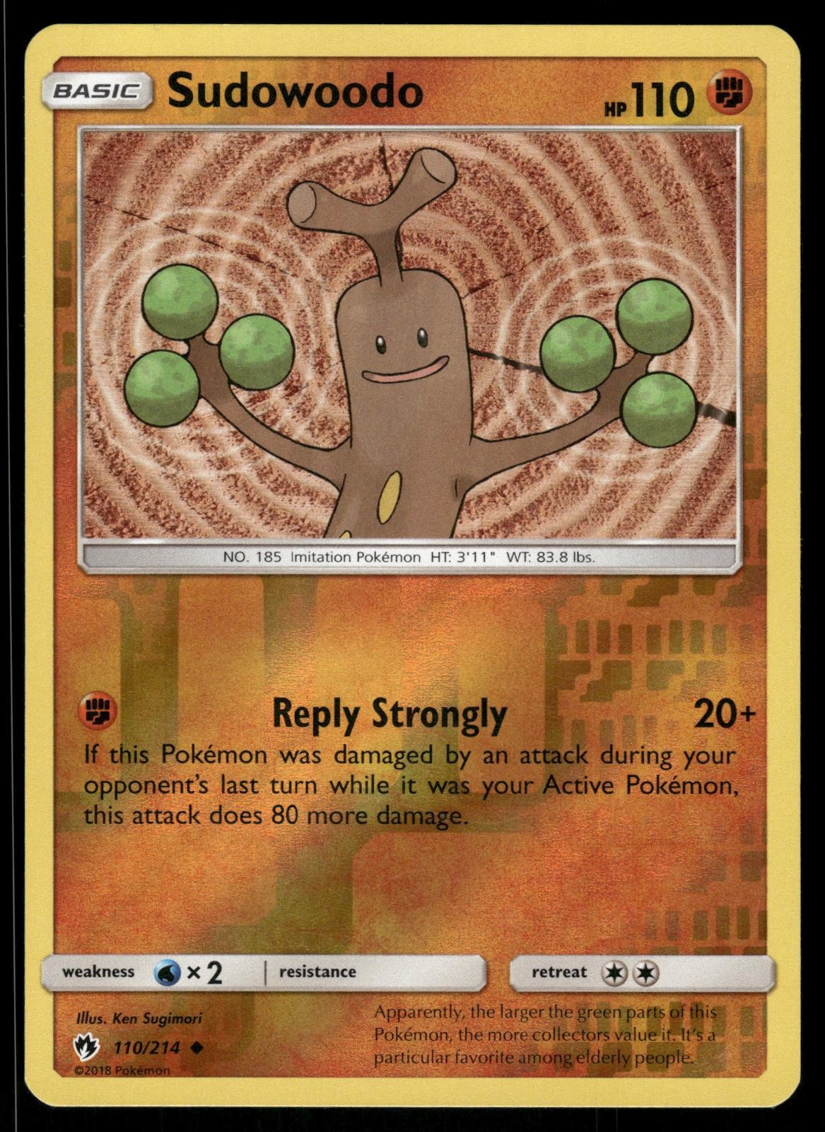 Sudowoodo 110/214 Uncommon Lost Thunder Pokemon Reverse Holo Near Mint