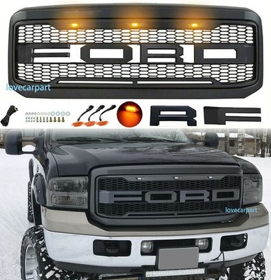 For Ford 2005 06 2007 F250 F350 F450 Grill Super Duty Grille Raptor Style w/LED