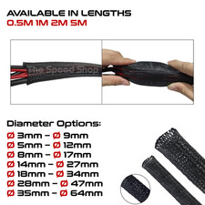 Black Expandable Braided Cable Sleeving (3-35mm) Wire Harness, Auto, Sheathing