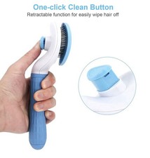 NIB Small Blue Slicker Brush for Dog Grooming, One-Click Clean, Comfort Grip