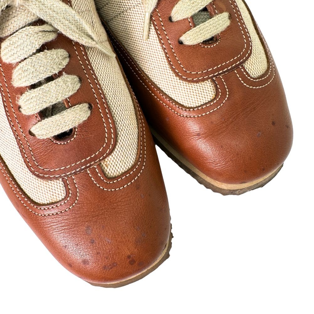【HERMES】Quick H logo low-top sneakers【ランク:A】 HERMES quick sneakers H logo Brown leather/canvas Women | eBay