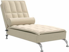 Chaise Longue Massaggi Con Capezzale Crema in Tessuto, Divano Letto, Divano Lett