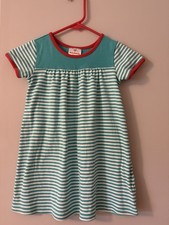 Hanna Andersson Girls Teal Striped Cotton Dress Size 110 US5 