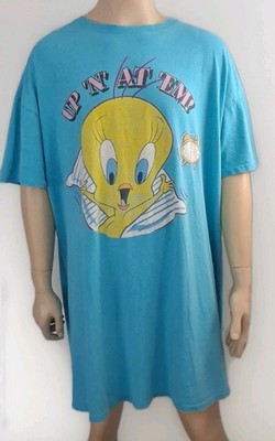 Vintage Tweety Bird Looney Tunes Oversized Tee Sleep Shirt Blue