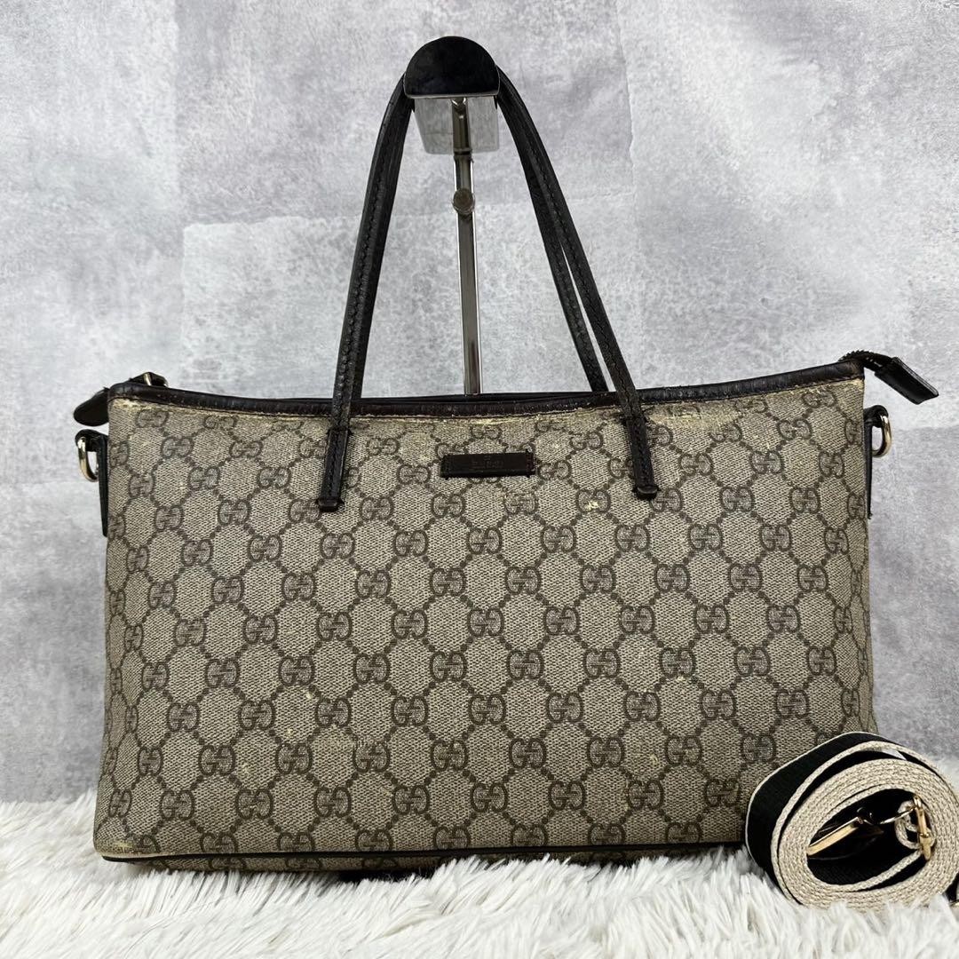 バッグ GUCCI GG PATTERN LEATHER SHOULDER BAG GUCCI Shoulder Bag 2WAY GG Pattern Logo Embossed Zipper PVC