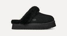 New in Box NIB UGG Australia Womens Black Disquette Suede Sheepskin Slippers 5