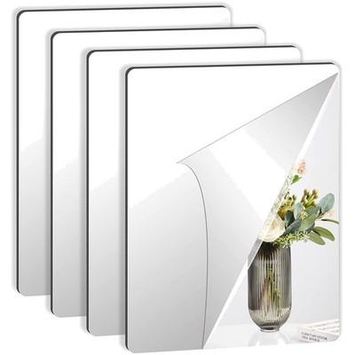 Self-Adhesive Acrylic Wall Mirror Tiles, 30x40cm, Pack of 4, Bathroom Decor