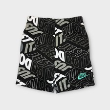 Nike Just Do It Text Allover Plush Pull On Black Shorts