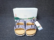 NEW Joules Penley White Geo Buckle Slide Sandals Women's Size 8 (SS43)
