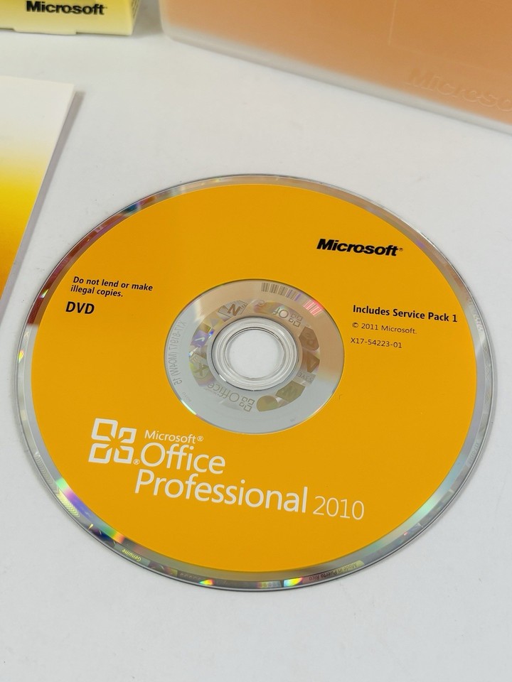 Microsoft Office Professional 2010 Full Retail Box w/ Key & DVD Service ...