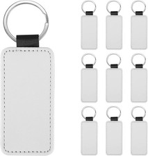 10Pcs Leather Keychain Blank Rectangle Keychain Sublimation Heat Transfer4946