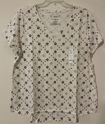 Sonoma Womens XXL White Vneck Short-Sleeved Cotton-Blend Tshirt NWT! A4259