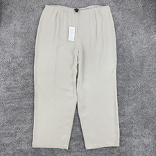 Eileen Fisher Silk Pants Women  s 2X Bone NWT Wide Luxe Trouser MSRP: 228
