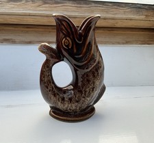 Vintage Treacle Glazed Gurgle Jug Fish Fosters Pottery