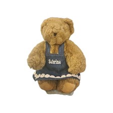 Vermont Teddy Bear Company 11-in Jointed Plush Bear Denim Dress USA Made