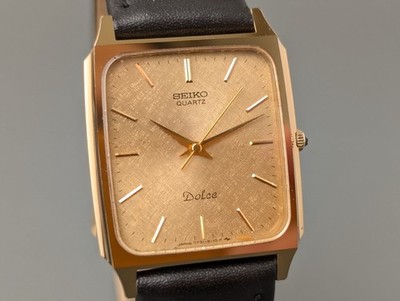 1983 SEIKO Dolce 7731-5110 Gold Dial Quartz Men's Watch Vintage