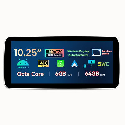 Touch Screen Android 14 64GB DAB Autoradio For Benz A/CLA/GLA W176 X156 Carplay