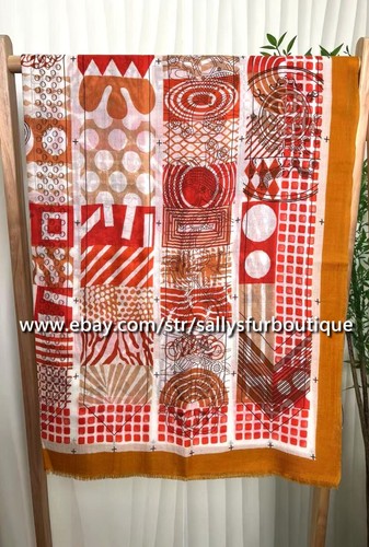 Sallys Cashmere Ring Scarf Wrap Shawl Geometric Print Soft Thin Delicate 78"*39" - Picture 10 of 29