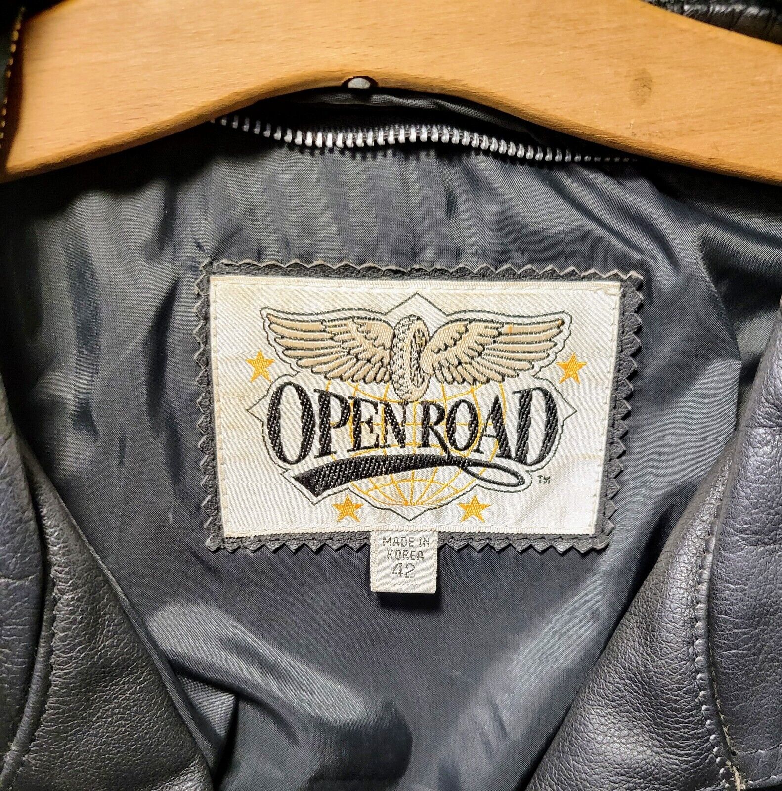 Open road Classic leather motorcycle jacket Size 42 No Liner