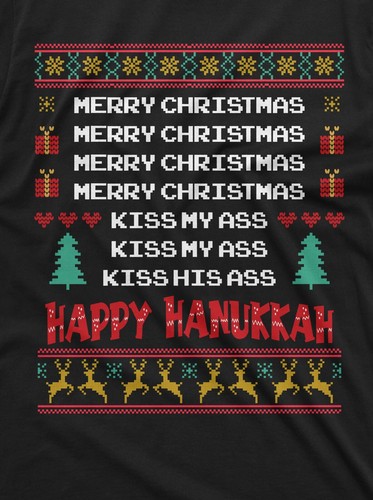 Men's Holiday Funny Shirt Merry Christmas Happy Hanukkah T-shirt classic movie T - Picture 5 of 9