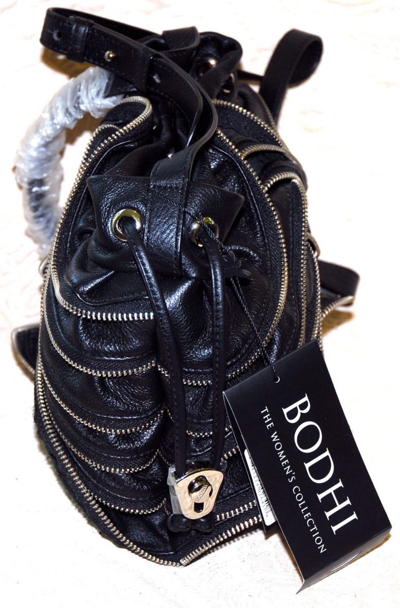 New Bodhi $598 Black leather Zipper ruffle handbag purse | eBay