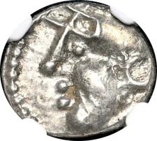 CELTIC GAUL Central AEDUI  "HORSE"  1st Cen/ BC Quinarius, Q DOCI, NGC CH XF 167