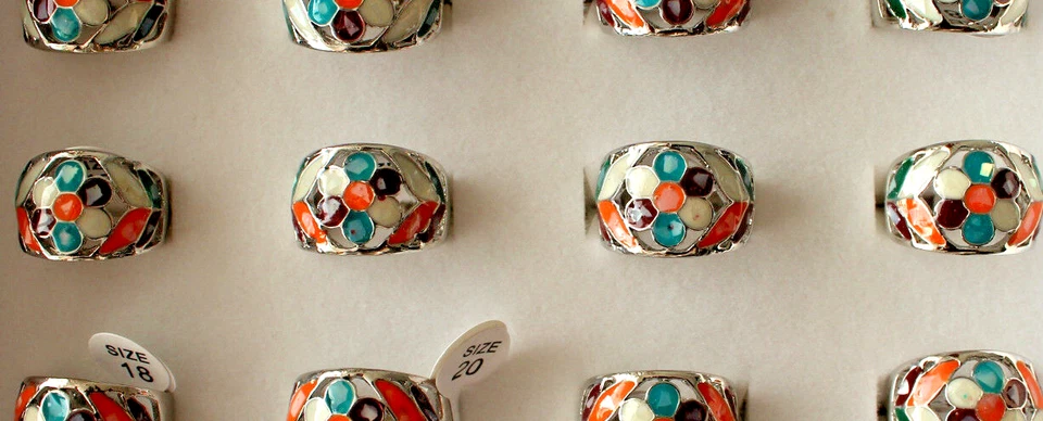 NEU Modeschmuck Cocktail Ring Perlmutt Steinen Farbe Silber Bunt Gr. 17.5 #070 - Bild 3 von 3