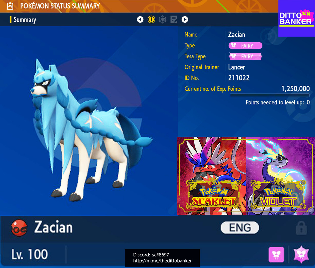 POKEMON SWORD AND SHIELD ✨SHINY✨ LEVEL 100 6IVs Zacian & Zamazenta