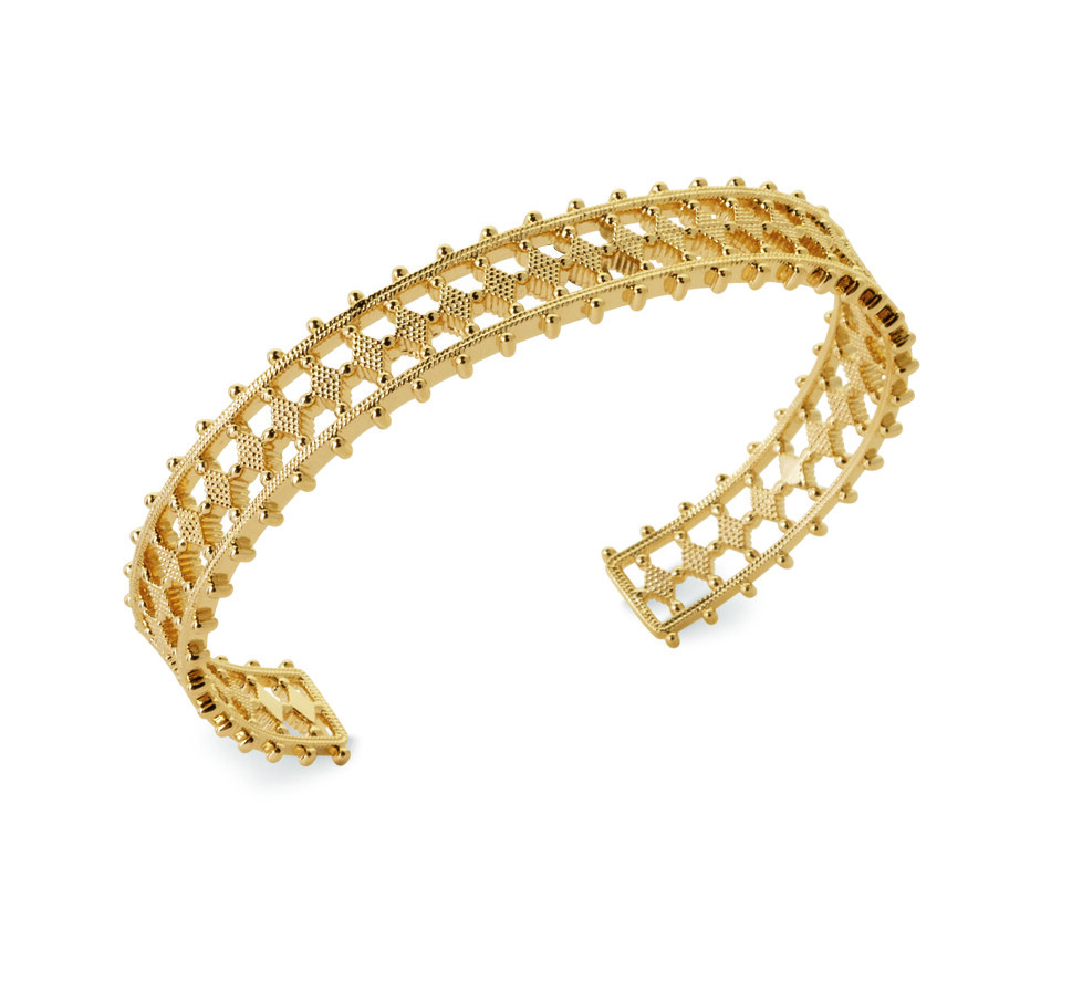Pulsera Chapado de Oro 18 Quilates - Diseño Calado Filigrana Geométrico