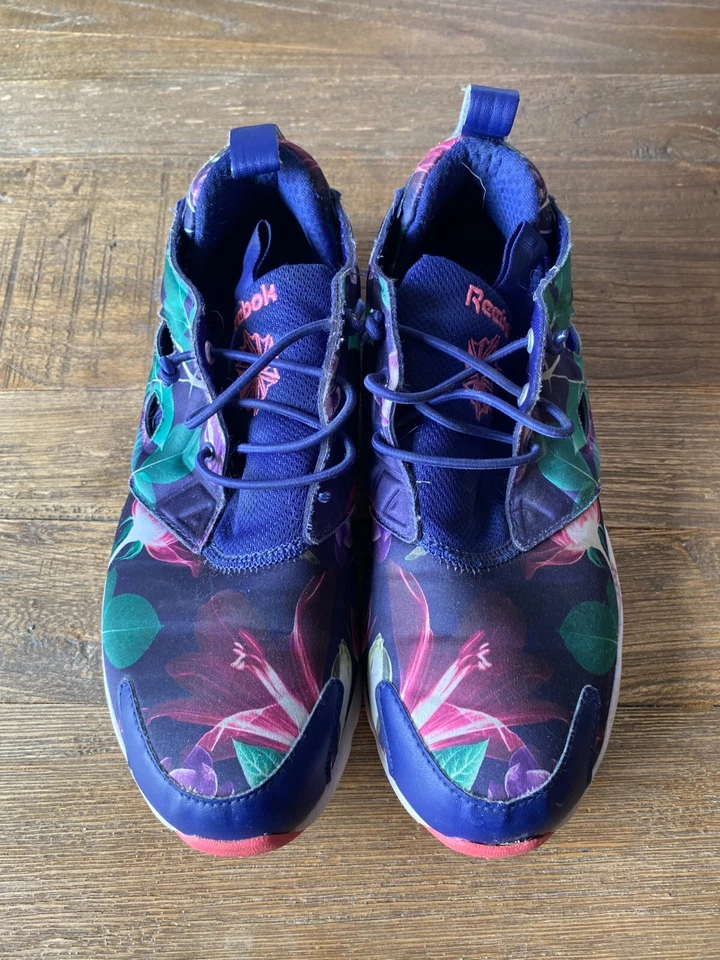 Zapatillas Reebok Furylite Gráficas Floral/Azul Marino Púrpura Zapatos 8.5 AQ9837 Gimnasio Foto 3 de 4