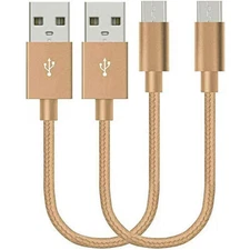 2x 20cm Short Braided Data Charging Micro USB Cable Cord for Android Phone Bulk