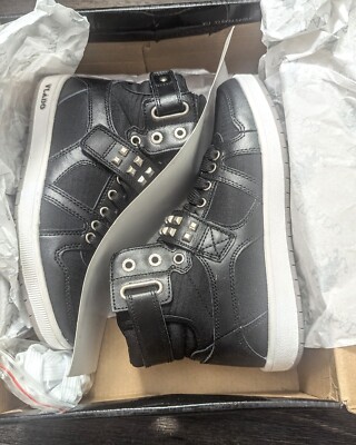 Vlado Woman's Artisan Hi-Top Sneakers Black Studs Size 7 canvas upper