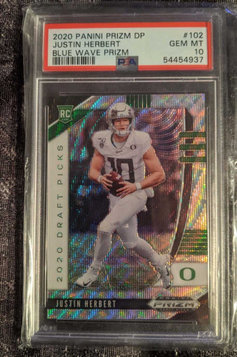 2020 Prizm DP Justin Herbert RC Rookie Blue Wave Prizm 66/299 PSA 10 GEM MINT 💎