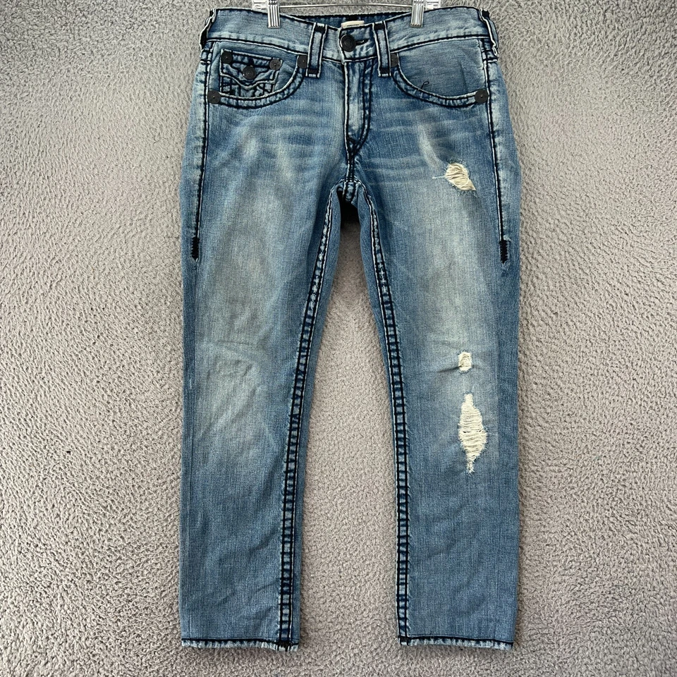 True Religion Jeans Mens 31X30 Ricky Super T Straight Leg Light Wash Pants - Image 2 of 4