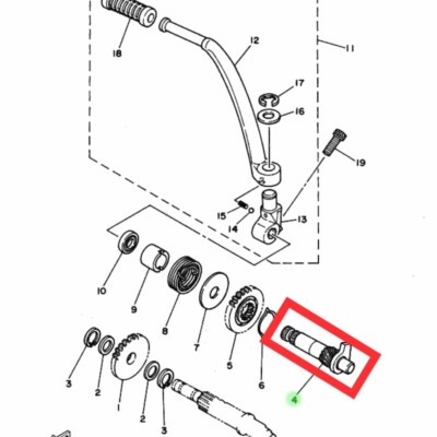 Yamaha NOS 4f2-15660-01 Starter Kick Axle Assembly Rt180 for sale