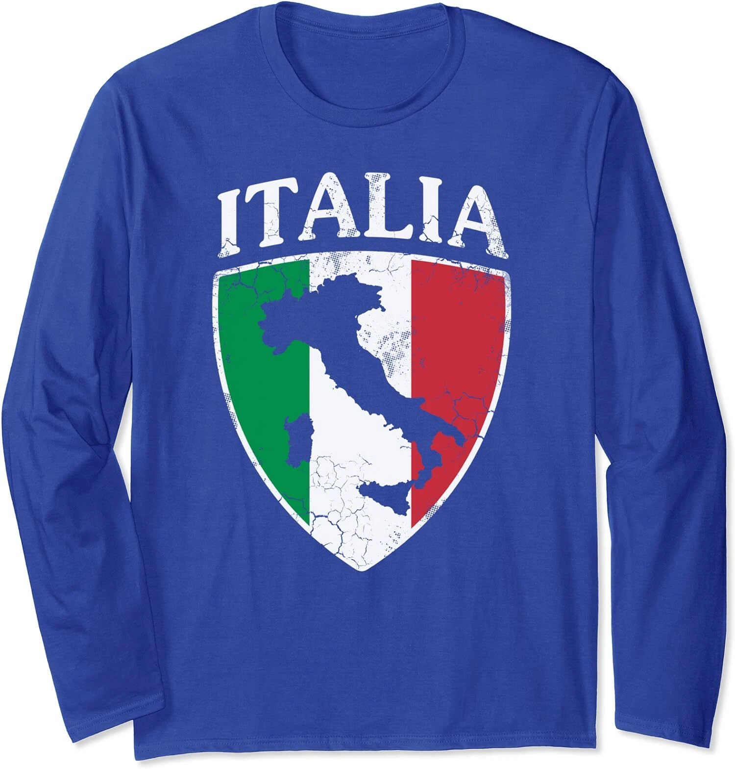 Italia Crest Map Italy Italian Flag Retro Distressed Long Sleeve Tshirt