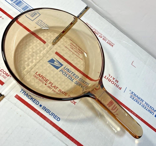 Pyrex Amber Vision Ware Corning Small  7" Skillet Frypan Fry Pan made in France