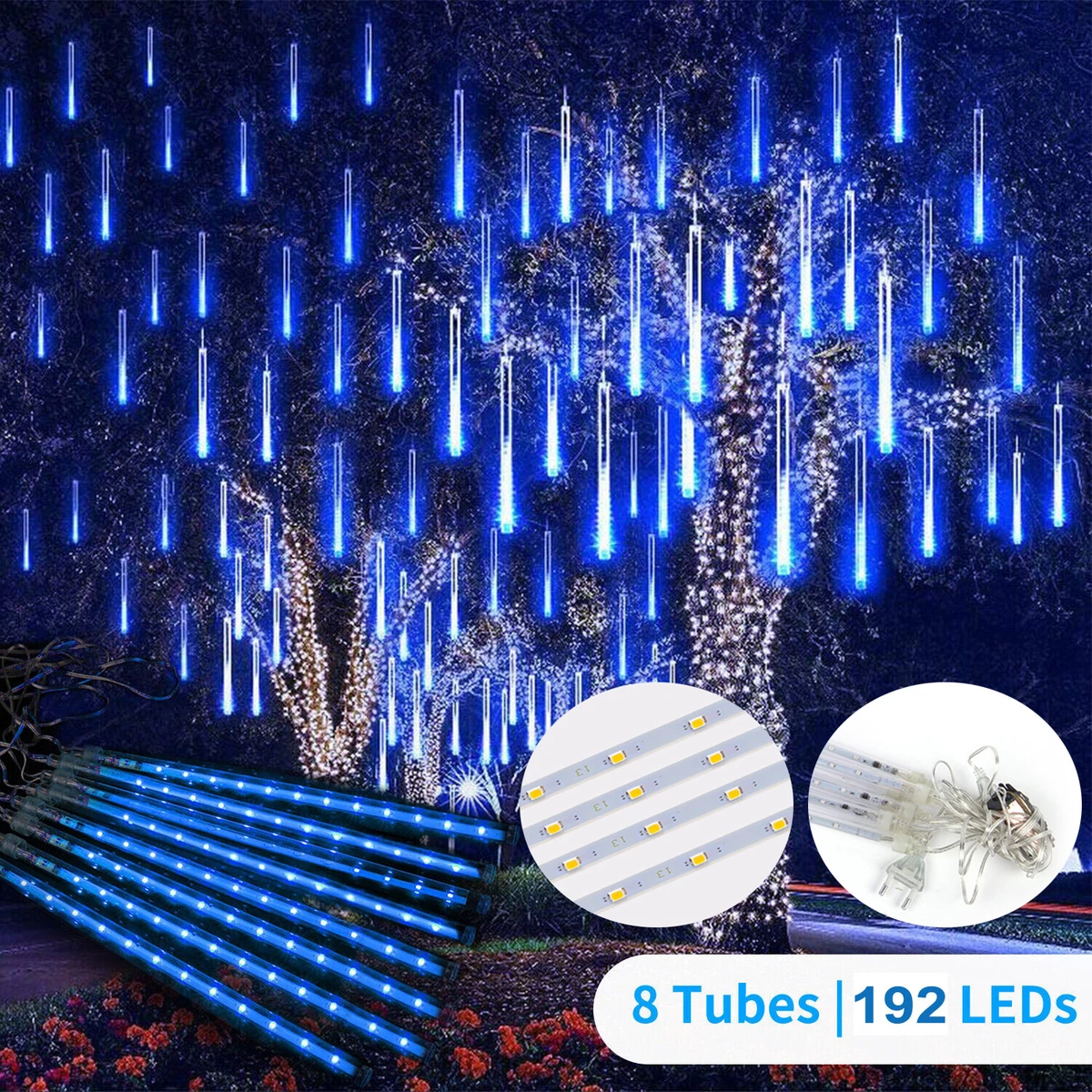 288/192 LED Solar Lights Meteor Shower Rain Tree String Light Xmas