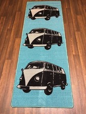  NEW VINTAGE CAMPER VAN RUG RUNNER 66X185CM BLACK BLUE GREAT QUALITY NON SLIP