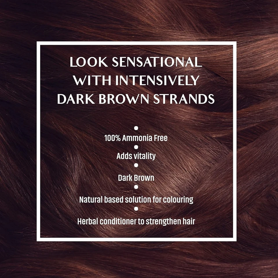 Cor de cabelo Dabur Henna - Marrom escuro, tintura, sem amônia, 18 saquetas X 10g [pacote com 3 - Imagem 4 de 4