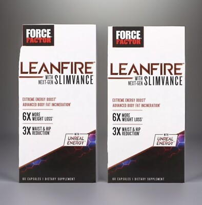 [2 Pack] Force Factor LeanFire w/ SLIMVANCE, Weight loss, 60 Capsules 02/2026