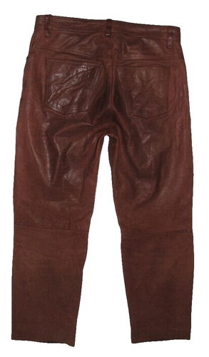 " John Devin " Men's Leather Jeans/Nubuk- Pants IN Braun Approx. W33 "/ L29 "